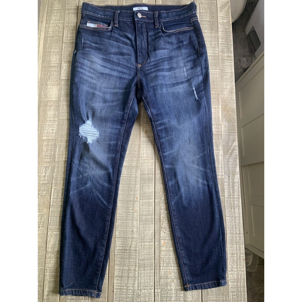 Tommy Jeans Women's Blue Distressed High Rise Skinny-Leg Jeans Size 12 (32x26)